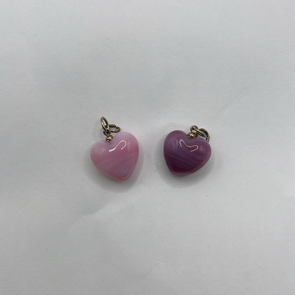 Set Of Two Heart Pendant Jewelry Pink Purple - Picture 2 of 7